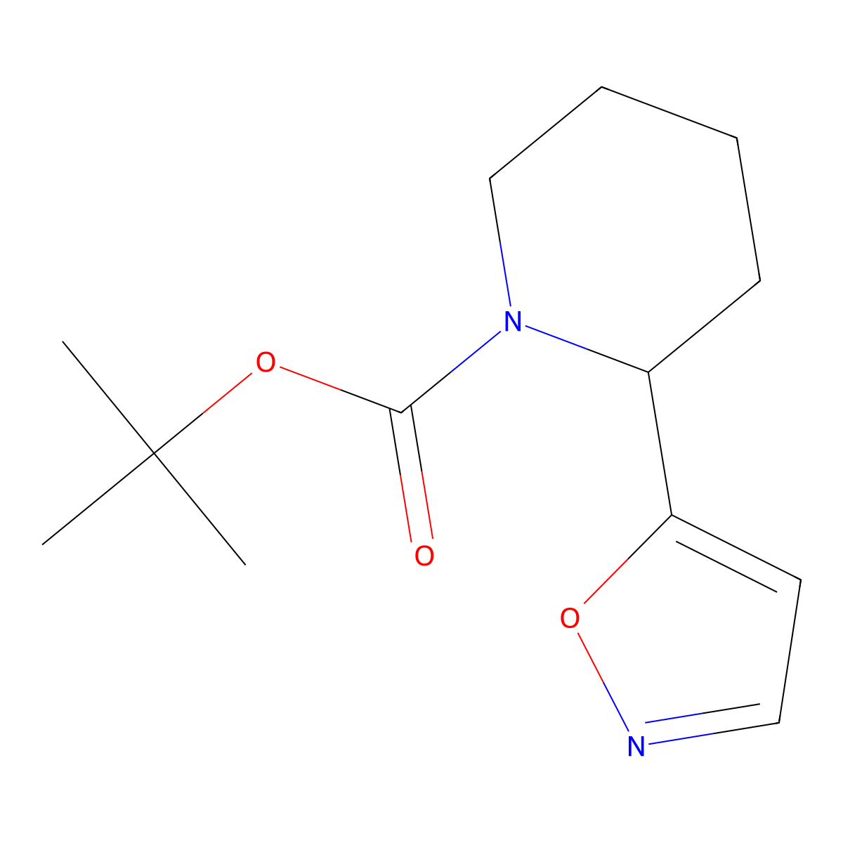Tert-butyl 2-(isoxazol-5-yl)piperidine-1-carboxylate molecular structure, CAS 2385743-80-4