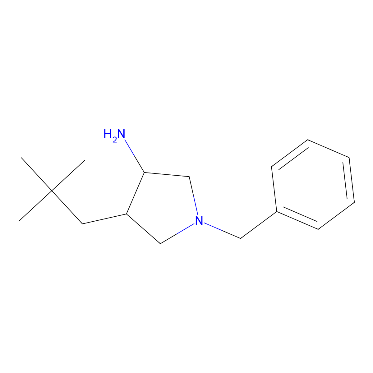 1-Benzyl-4-(2,2-dimethylpropyl)pyrrolidin-3-amine molecular structure, CAS 2385744-92-1