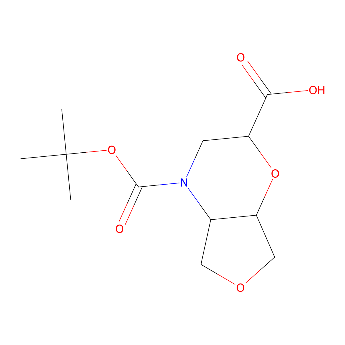 4-((tert-butoxy)carbonyl)-hexahydro-2H-furo(3,4-b)morpholine-2-carboxylic acid molecular structure, CAS 2385746-45-0