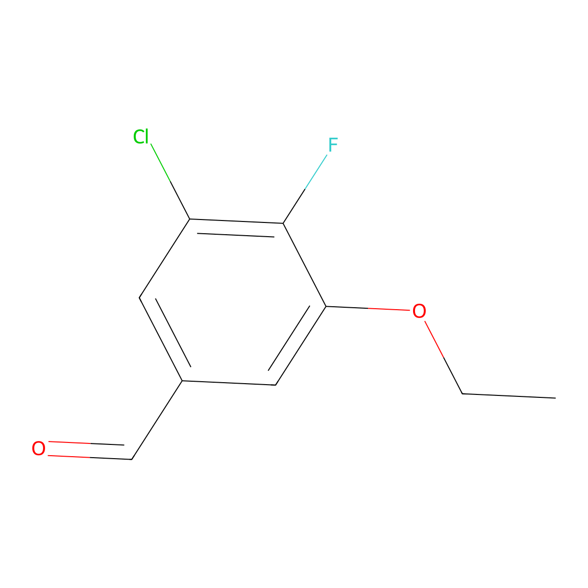 3-Chloro-5-ethoxy-4-fluorobenzaldehyde molecular structure, CAS 2385750-27-4