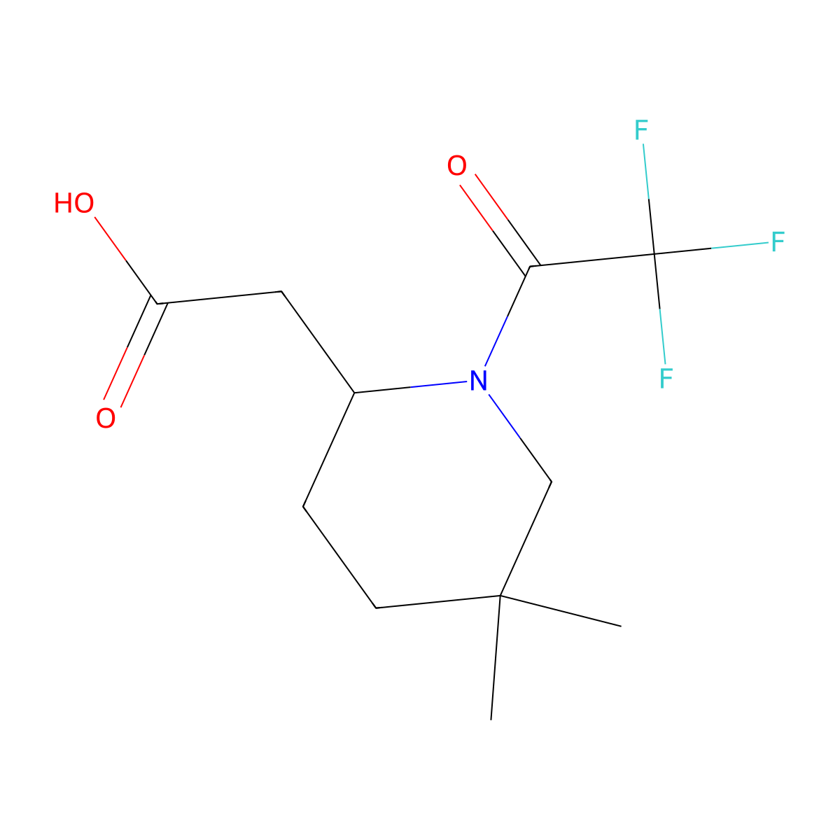 2-[5,5-Dimethyl-1-(trifluoroacetyl)piperidin-2-yl]acetic acid molecular structure, CAS 2385753-73-9