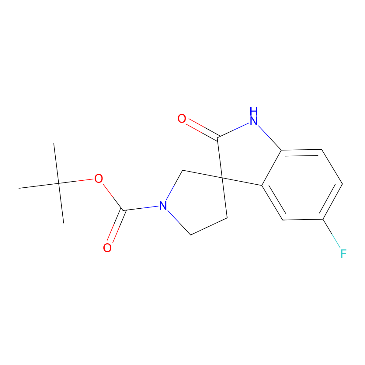 tert-Butyl 5-fluoro-2-oxospiro[indoline-3,3'-pyrrolidine]-1'-carboxylate molecular structure, CAS 2385754-51-6