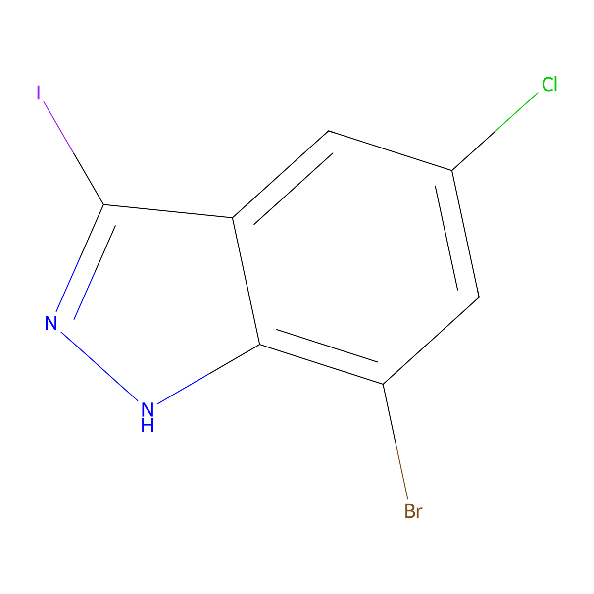 7-Bromo-5-chloro-3-iodo-1H-indazole molecular structure, CAS 2385755-01-9