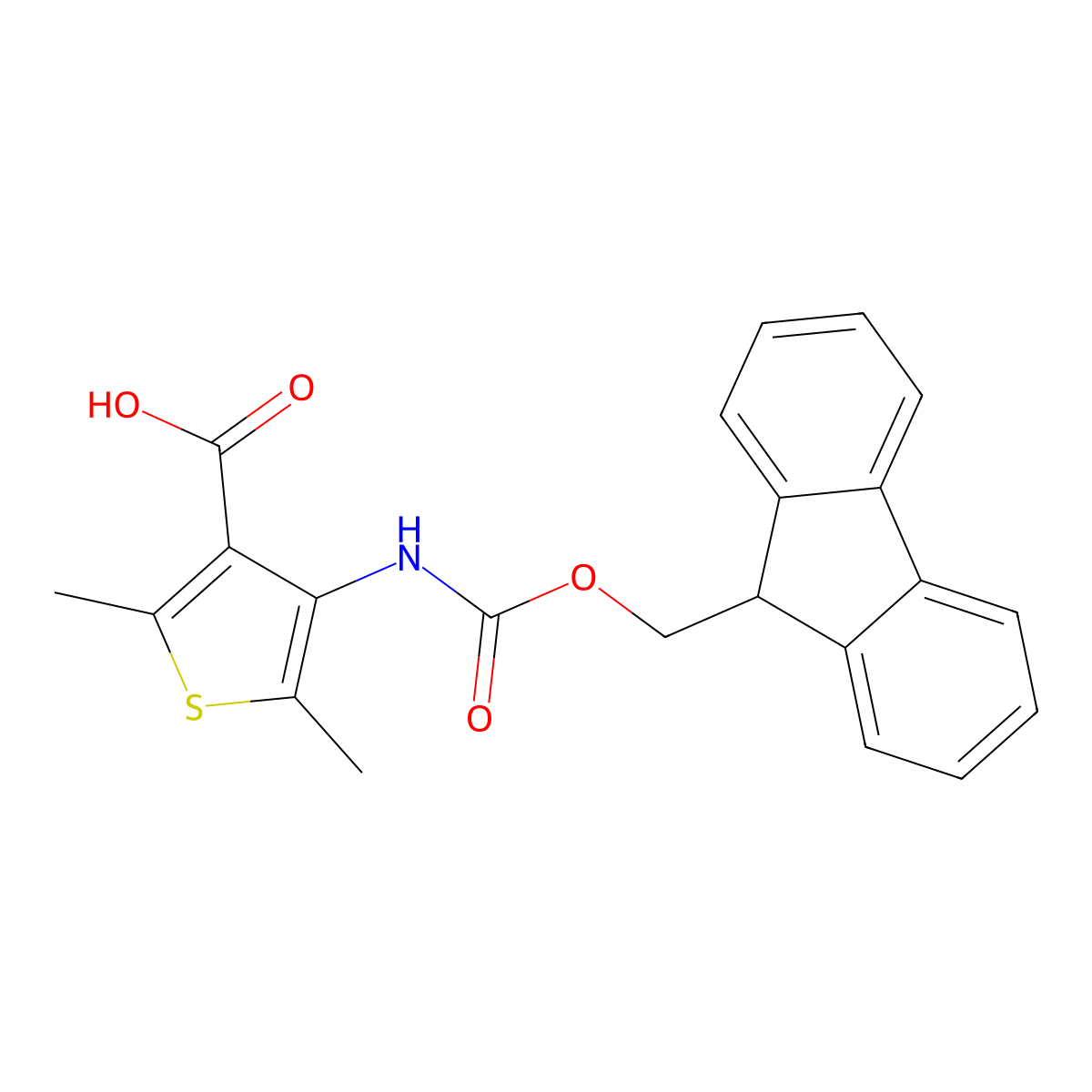 4-({[(9H-fluoren-9-yl)methoxy]carbonyl}amino)-2,5-dimethylthiophene-3-carboxylic acid molecular structure, CAS 2385755-02-0