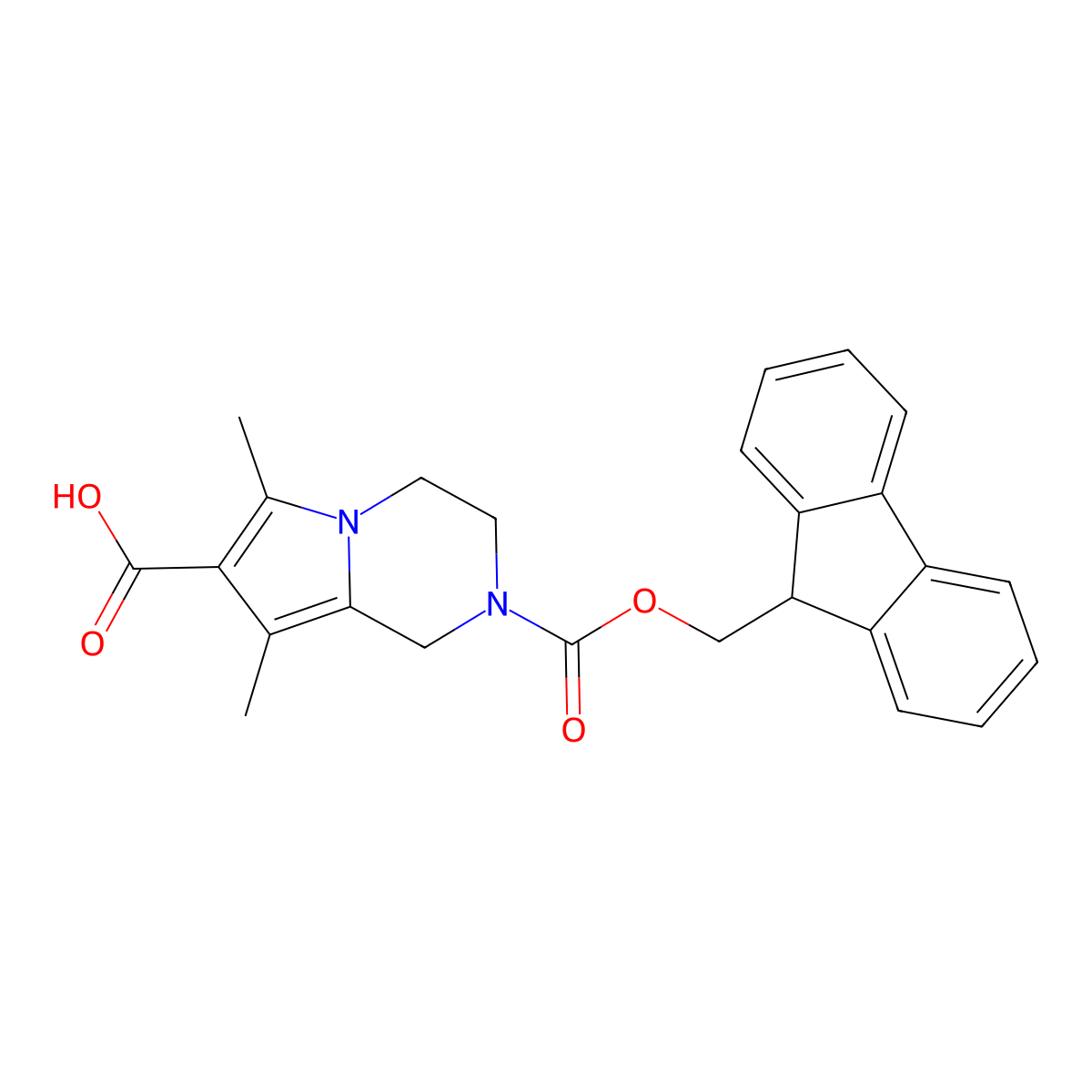2-{[(9H-fluoren-9-yl)methoxy]carbonyl}-6,8-dimethyl-1H,2H,3H,4H-pyrrolo[1,2-a]pyrazine-7-carboxylic acid molecular structure, CAS 2385760-73-4