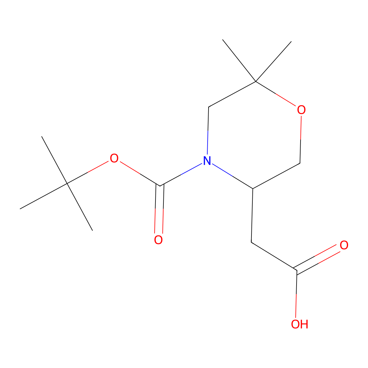 2-{4-[(Tert-butoxy)carbonyl]-6,6-dimethylmorpholin-3-yl}aceticacid molecular structure, CAS 2385762-57-0
