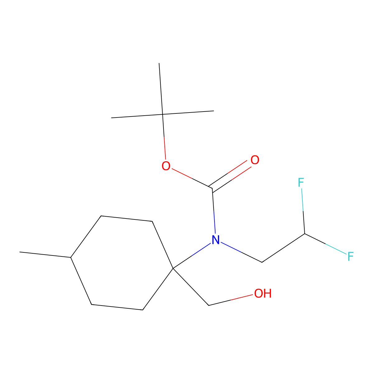 tert-butyl N-(2,2-difluoroethyl)-N-[1-(hydroxymethyl)-4-methylcyclohexyl]carbamate molecular structure, CAS 2385769-52-6