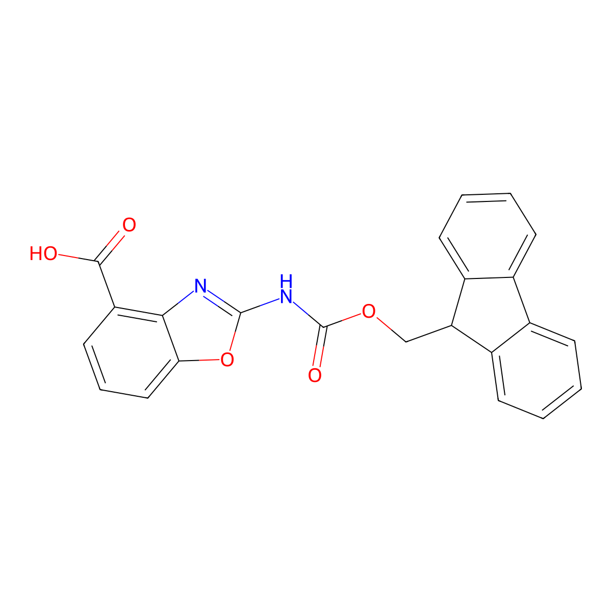 2-({[(9H-fluoren-9-yl)methoxy]carbonyl}amino)-1,3-benzoxazole-4-carboxylic acid molecular structure, CAS 2385770-77-2