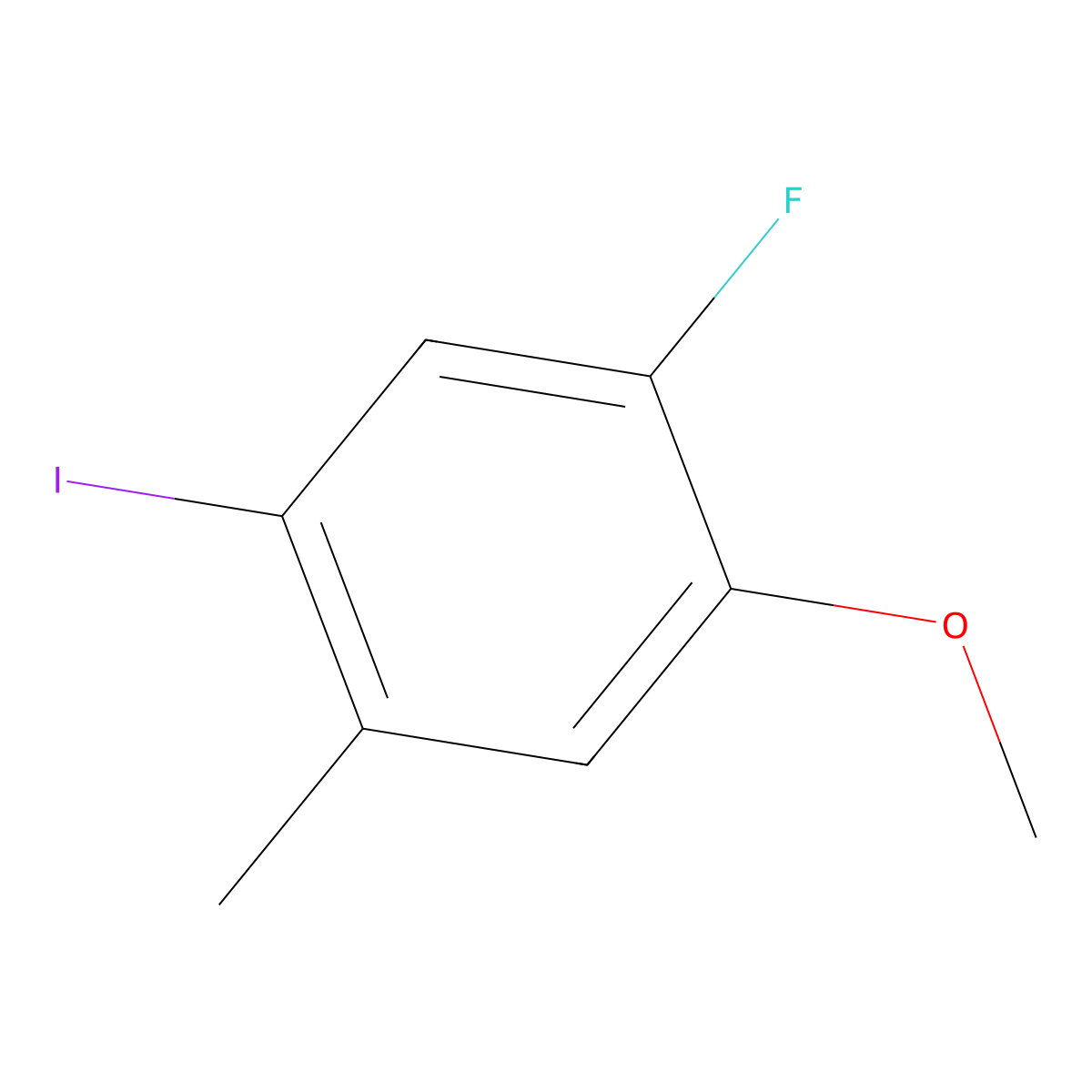 1-Fluoro-5-iodo-2-methoxy-4-methylbenzene molecular structure, CAS 2385774-03-6