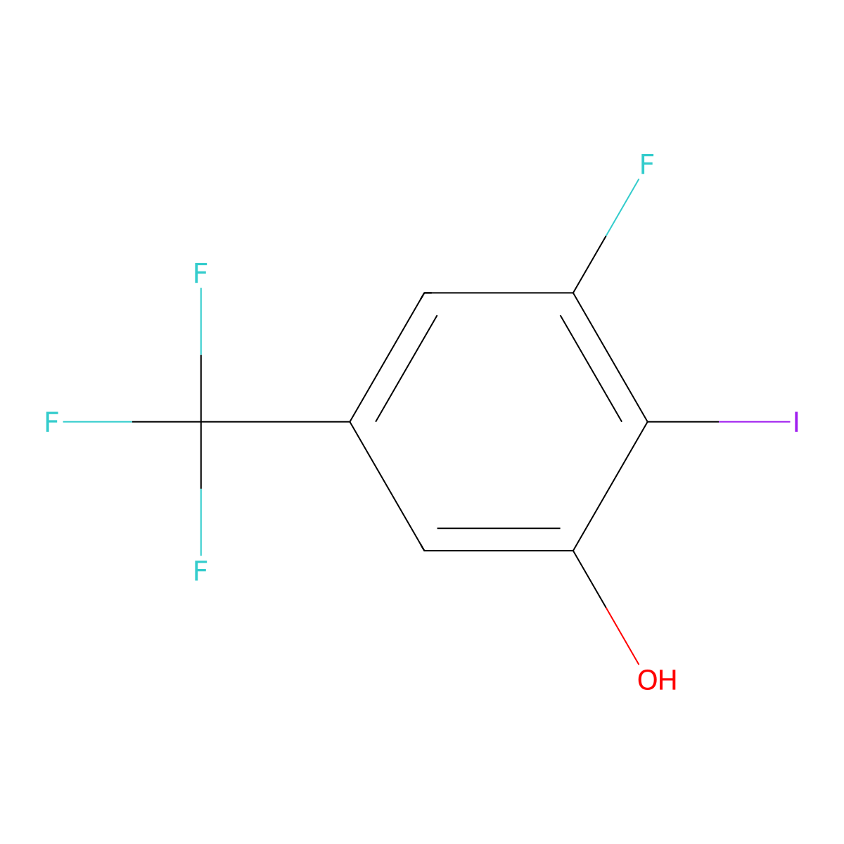 3-Fluoro-2-iodo-5-(trifluoromethyl)phenol molecular structure, CAS 2385779-32-6