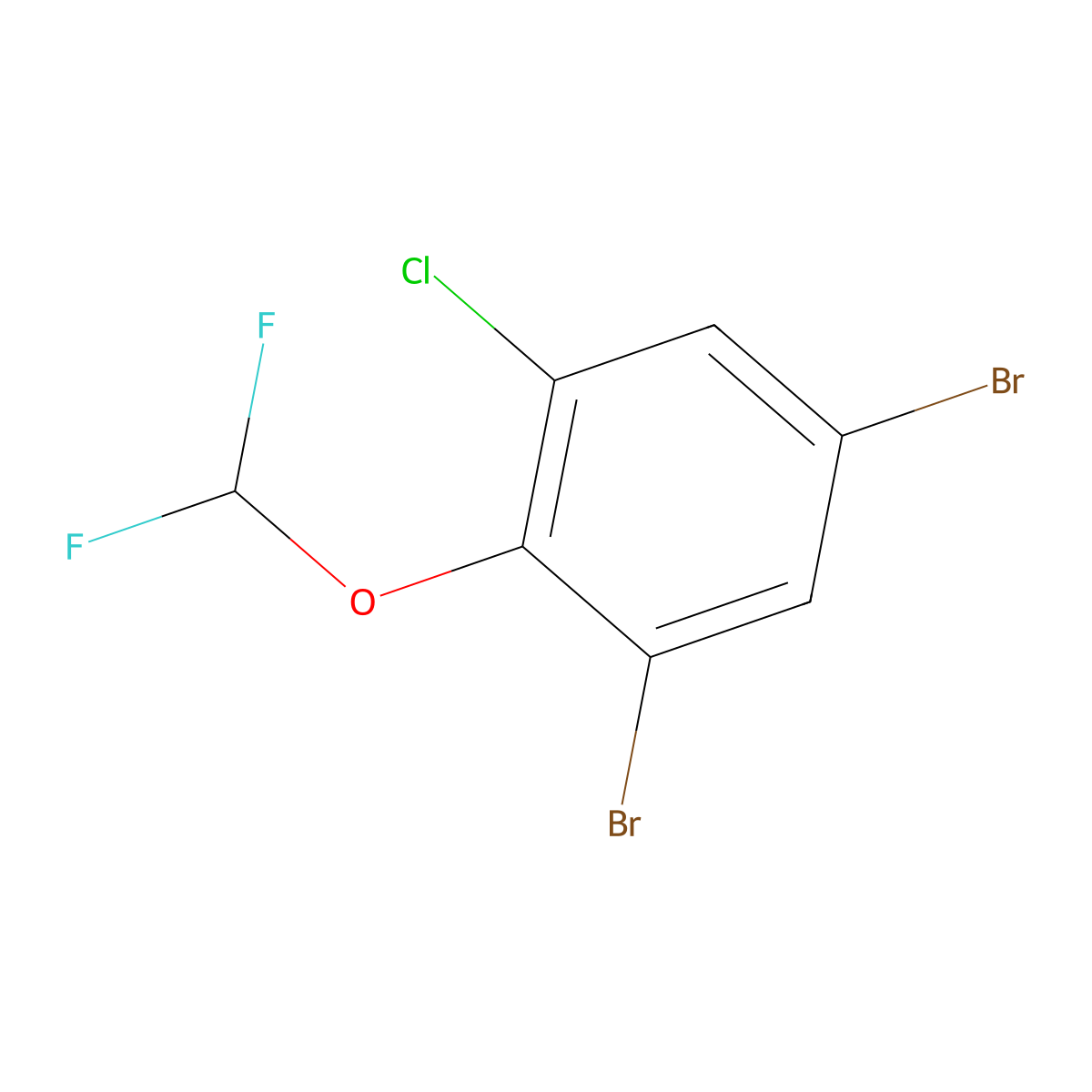 1,5-Dibromo-3-chloro-2-(difluoromethoxy)benzene molecular structure, CAS 2385779-68-8