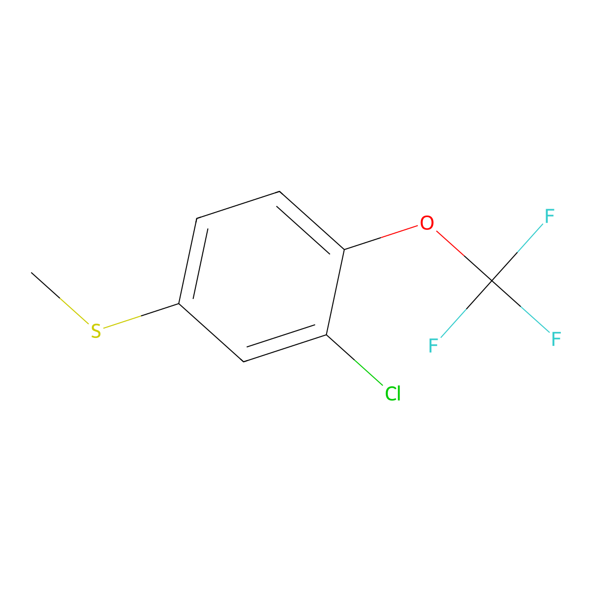 2-Chloro-4-(methylthio)-1-(trifluoromethoxy)benzene molecular structure, CAS 2385782-12-5