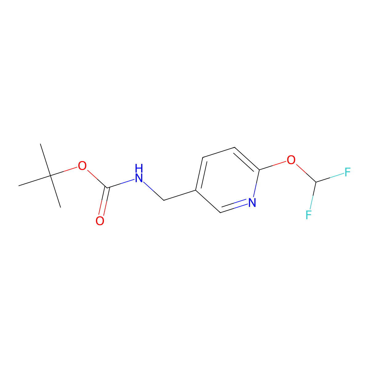tert-Butyl ((6-(difluoromethoxy)pyridin-3-yl)methyl)carbamate molecular structure, CAS 2385784-95-0