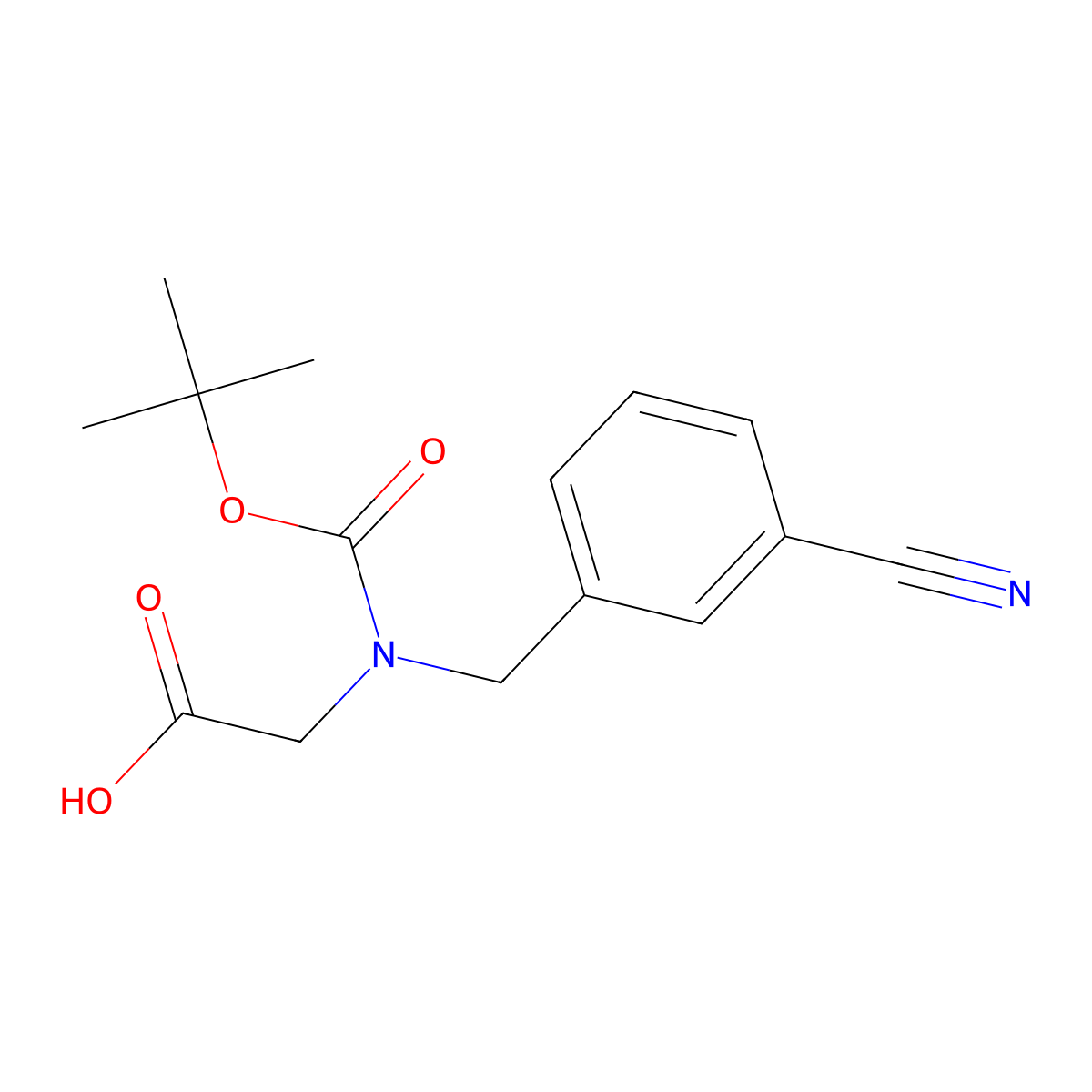 2-{[(Tert-butoxy)carbonyl][(3-cyanophenyl)methyl]amino}acetic acid molecular structure, CAS 2385785-87-3
