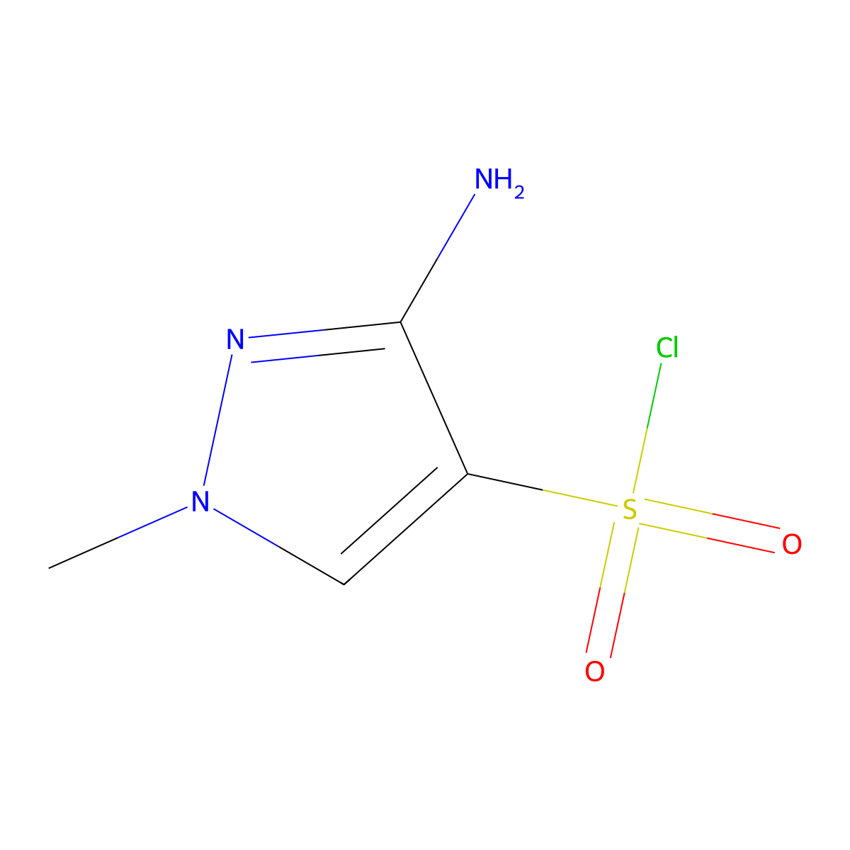 3-amino-1-methyl-1H-pyrazole-4-sulfonyl chloride molecular structure, CAS 2385786-60-5