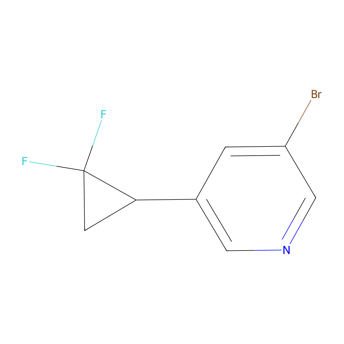 3-Bromo-5-(2,2-difluorocyclopropyl)pyridine molecular structure, CAS 2385787-07-3