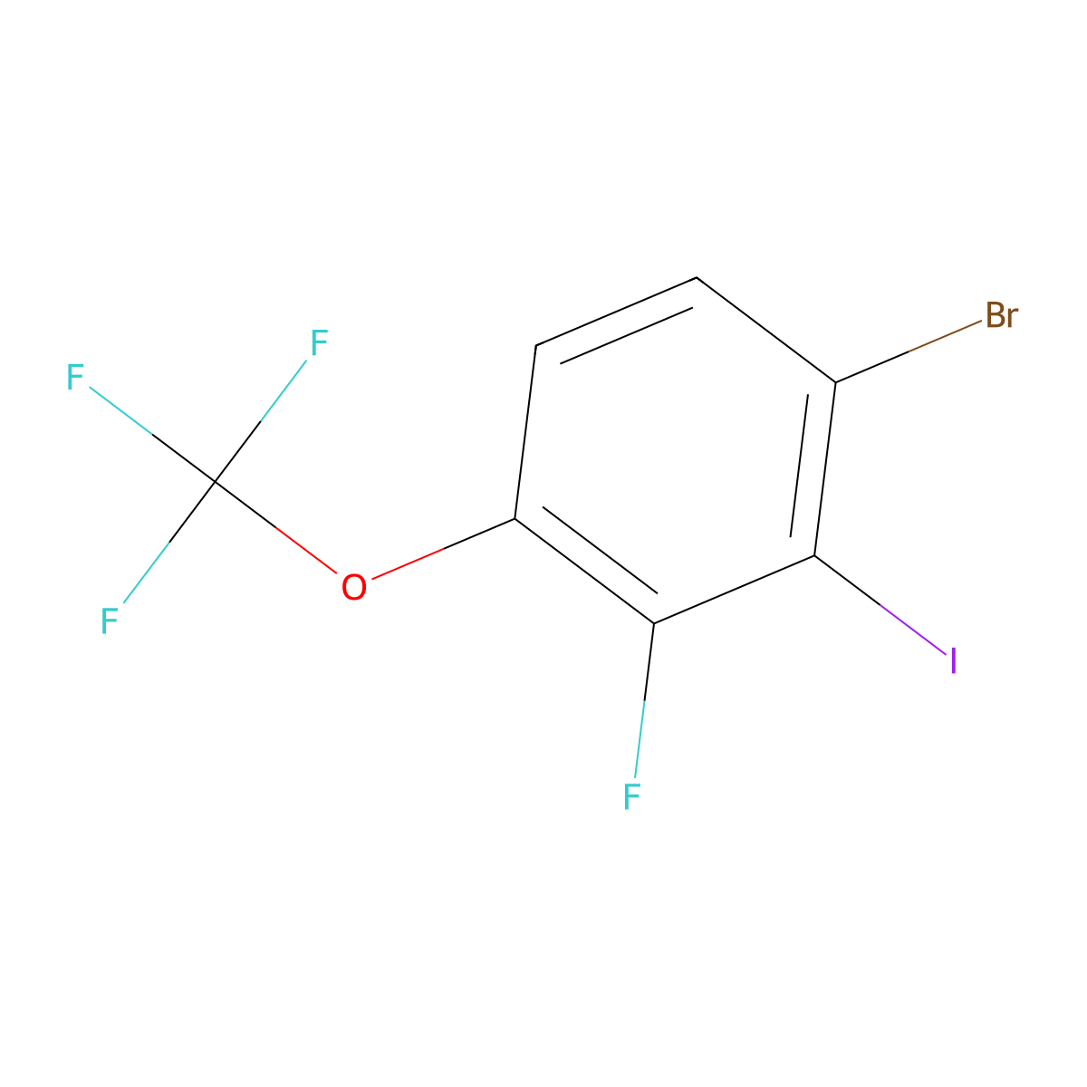 1-Bromo-3-fluoro-2-iodo-4-(trifluoromethoxy)benzene molecular structure, CAS 2385792-56-1