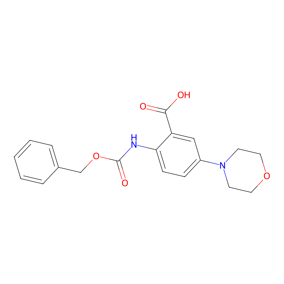 2-{[(Benzyloxy)carbonyl]amino}-5-(morpholin-4-yl)benzoic acid molecular structure, CAS 2385792-85-6