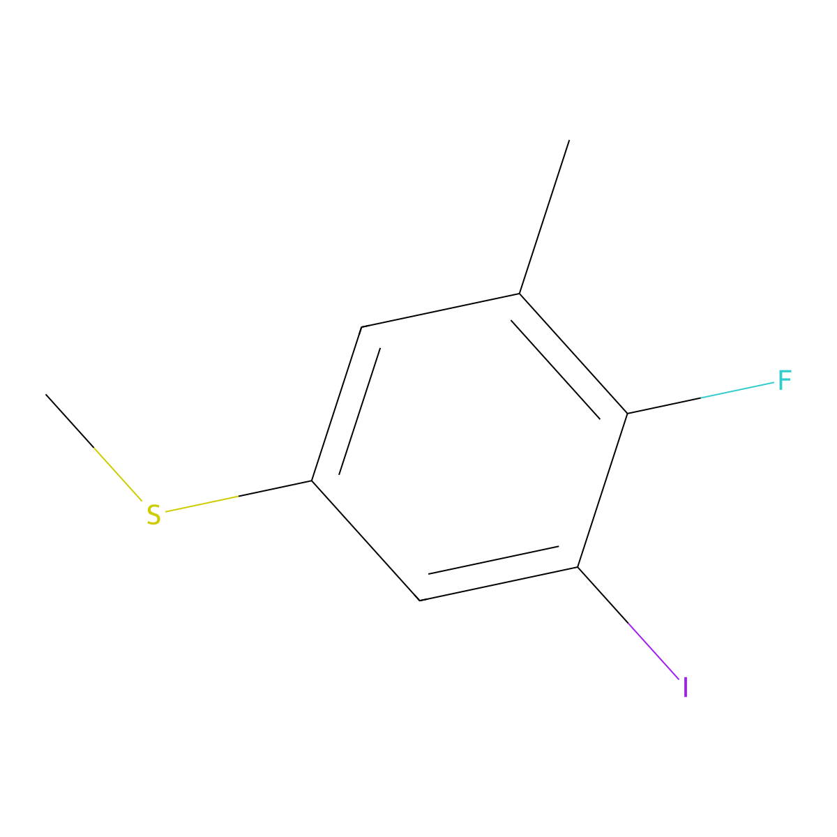 (4-Fluoro-3-iodo-5-methylphenyl)(methyl)sulfane molecular structure, CAS 2385794-67-0