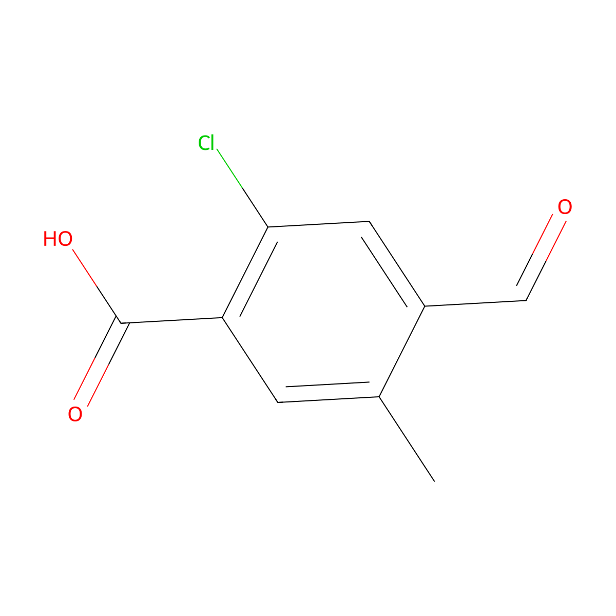 2-Chloro-4-formyl-5-methylbenzoic acid molecular structure, CAS 2385797-08-8