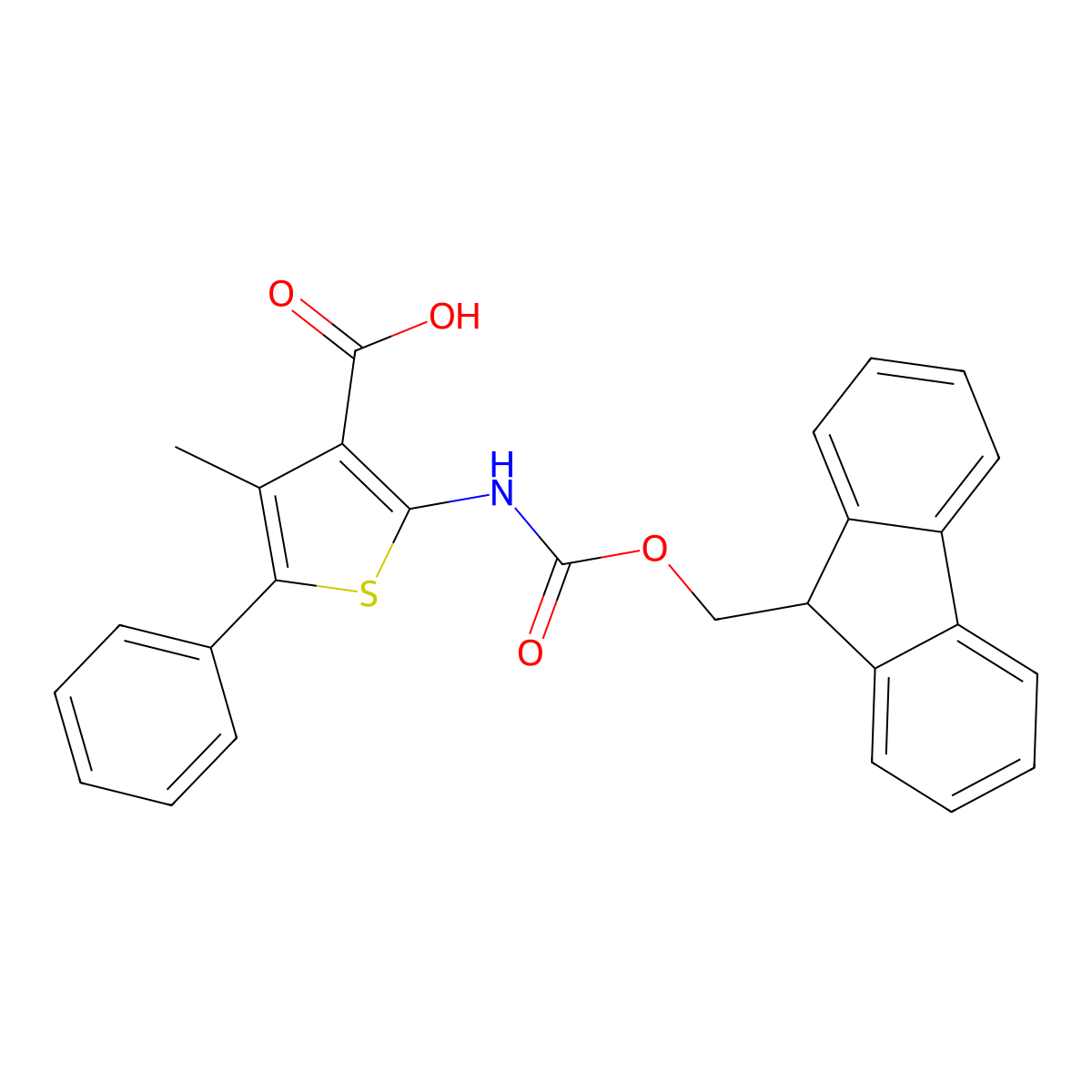 2-({[(9H-fluoren-9-yl)methoxy]carbonyl}amino)-4-methyl-5-phenylthiophene-3-carboxylic acid molecular structure, CAS 2385797-34-0