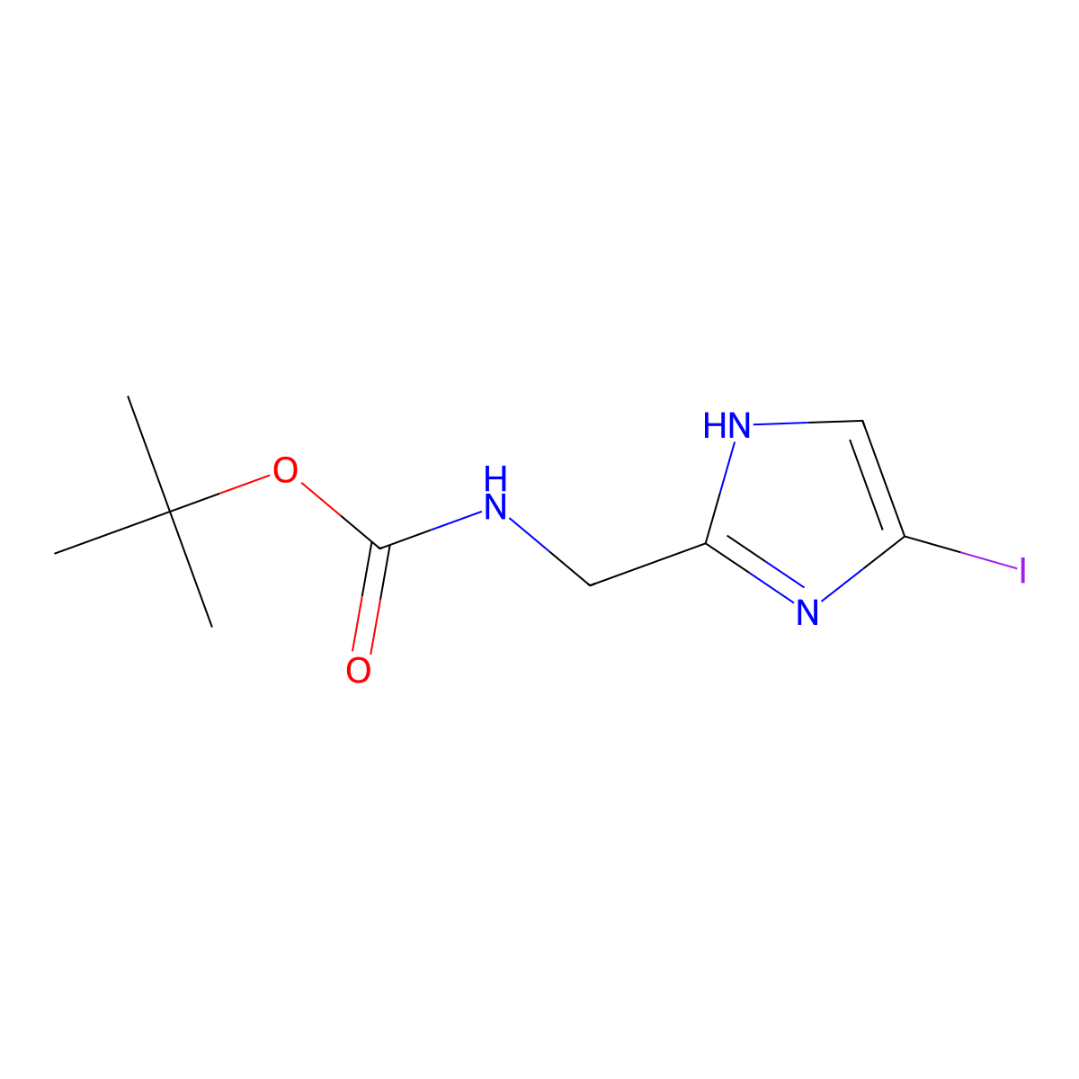 tert-butyl N-[(4-iodo-1H-imidazol-2-yl)methyl]carbamate molecular structure, CAS 2385806-02-8