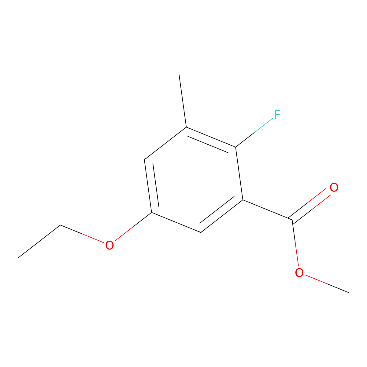 Methyl 5-ethoxy-2-fluoro-3-methylbenzoate molecular structure, CAS 2385809-94-7