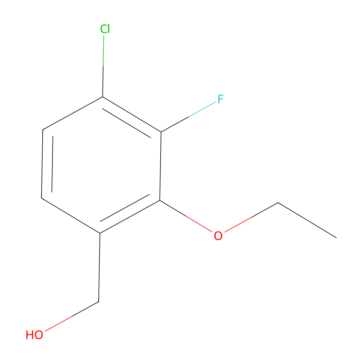 (4-Chloro-2-ethoxy-3-fluorophenyl)methanol molecular structure, CAS 2385810-07-9