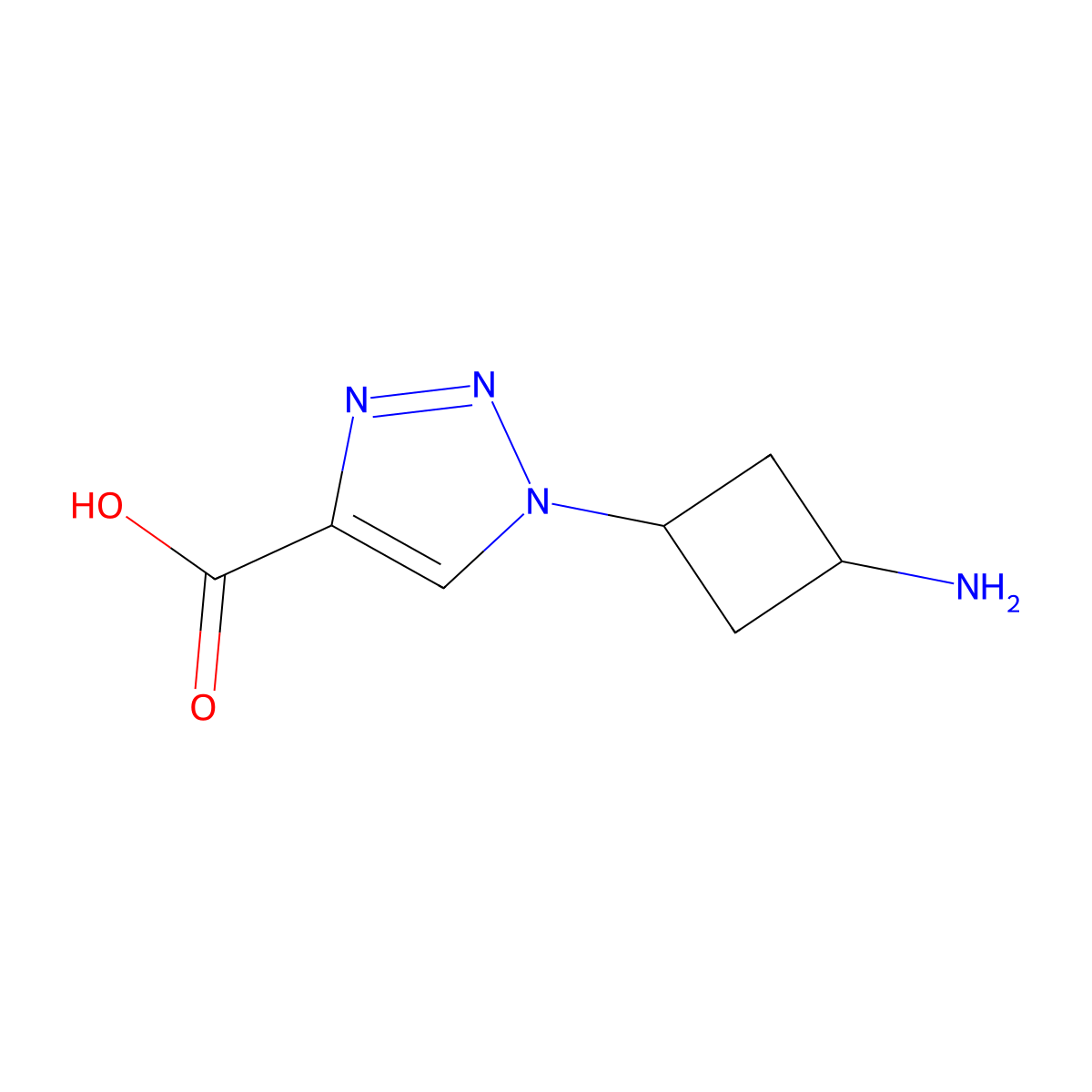 1-(3-aminocyclobutyl)-1H-1,2,3-triazole-4-carboxylic acid molecular structure, CAS 2385810-44-4