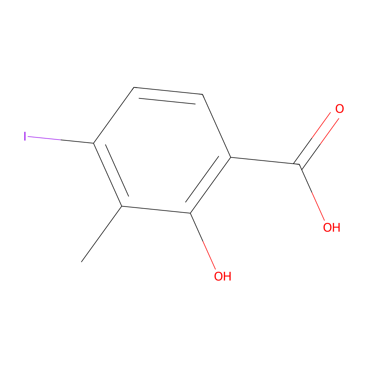 2-Hydroxy-4-iodo-3-methylbenzoic acid molecular structure, CAS 2385810-51-3