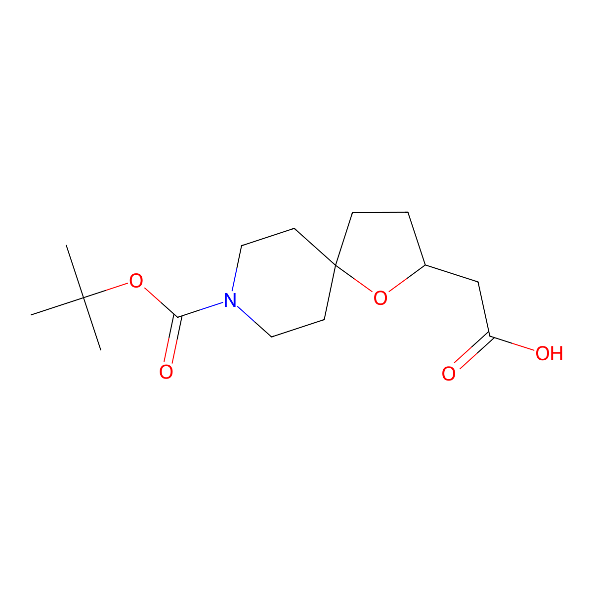 2-{8-[(Tert-butoxy)carbonyl]-1-oxa-8-azaspiro[4.5]decan-2-yl}acetic acid molecular structure, CAS 2385810-86-4