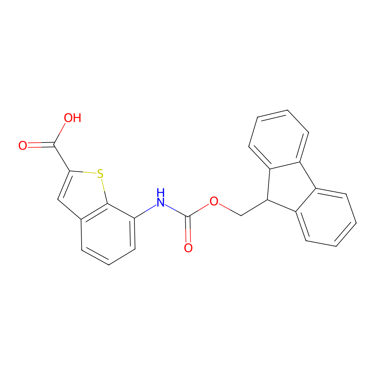 7-({[(9H-fluoren-9-yl)methoxy]carbonyl}amino)-1-benzothiophene-2-carboxylic acid molecular structure, CAS 2385812-04-2