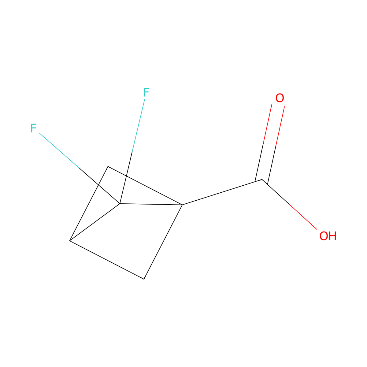 2,2-Difluorobicyclo(1.1.1)pentane-1-carboxylic acid molecular structure, CAS 2385817-07-0