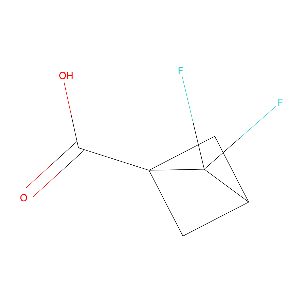 2,2-Difluorobicyclo(1.1.1)pentane-1-carboxylic acid molecular structure, CAS 2385817-07-0