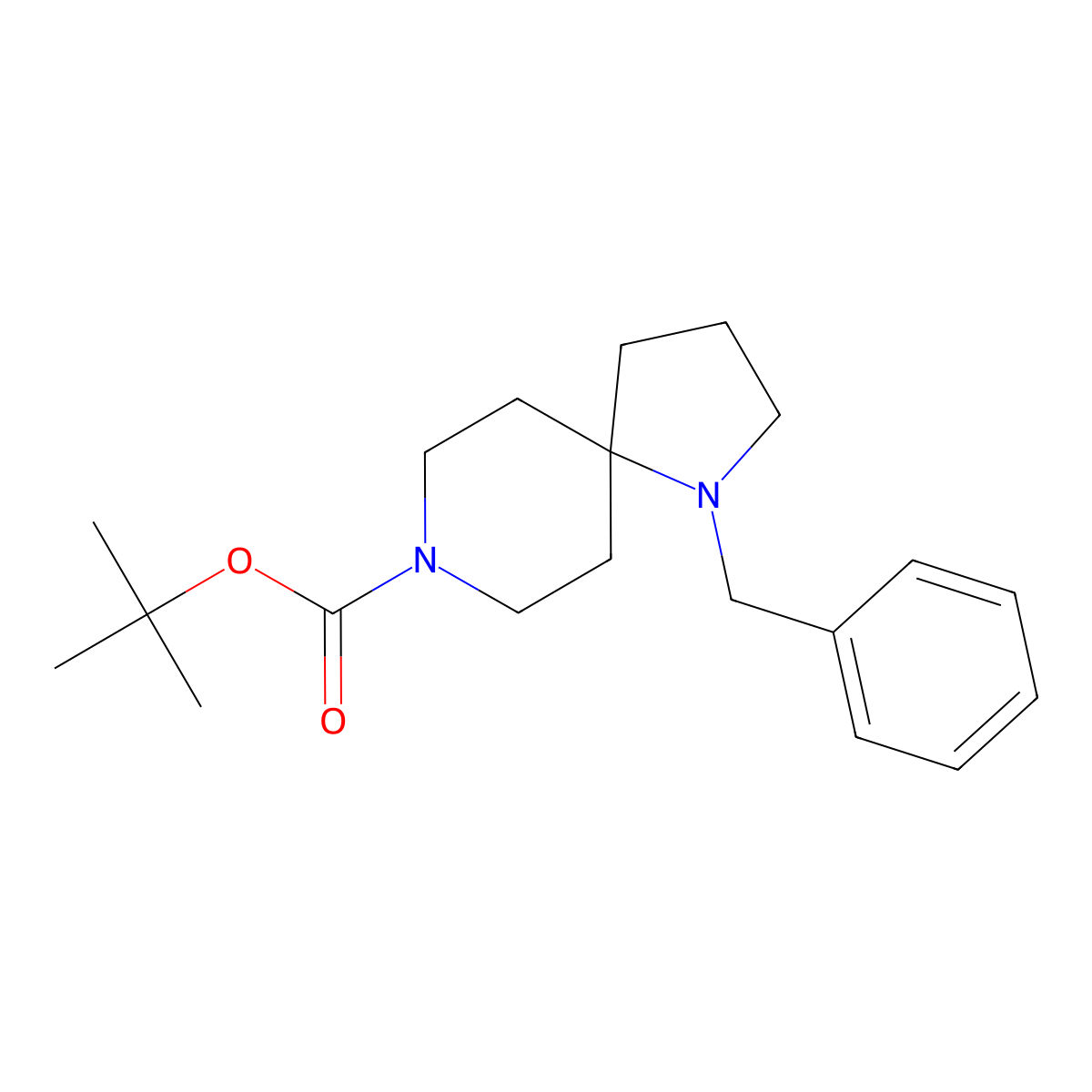 Tert-butyl 1-benzyl-1,8-diazaspiro[4.5]decane-8-carboxylate molecular structure, CAS 2385826-93-5