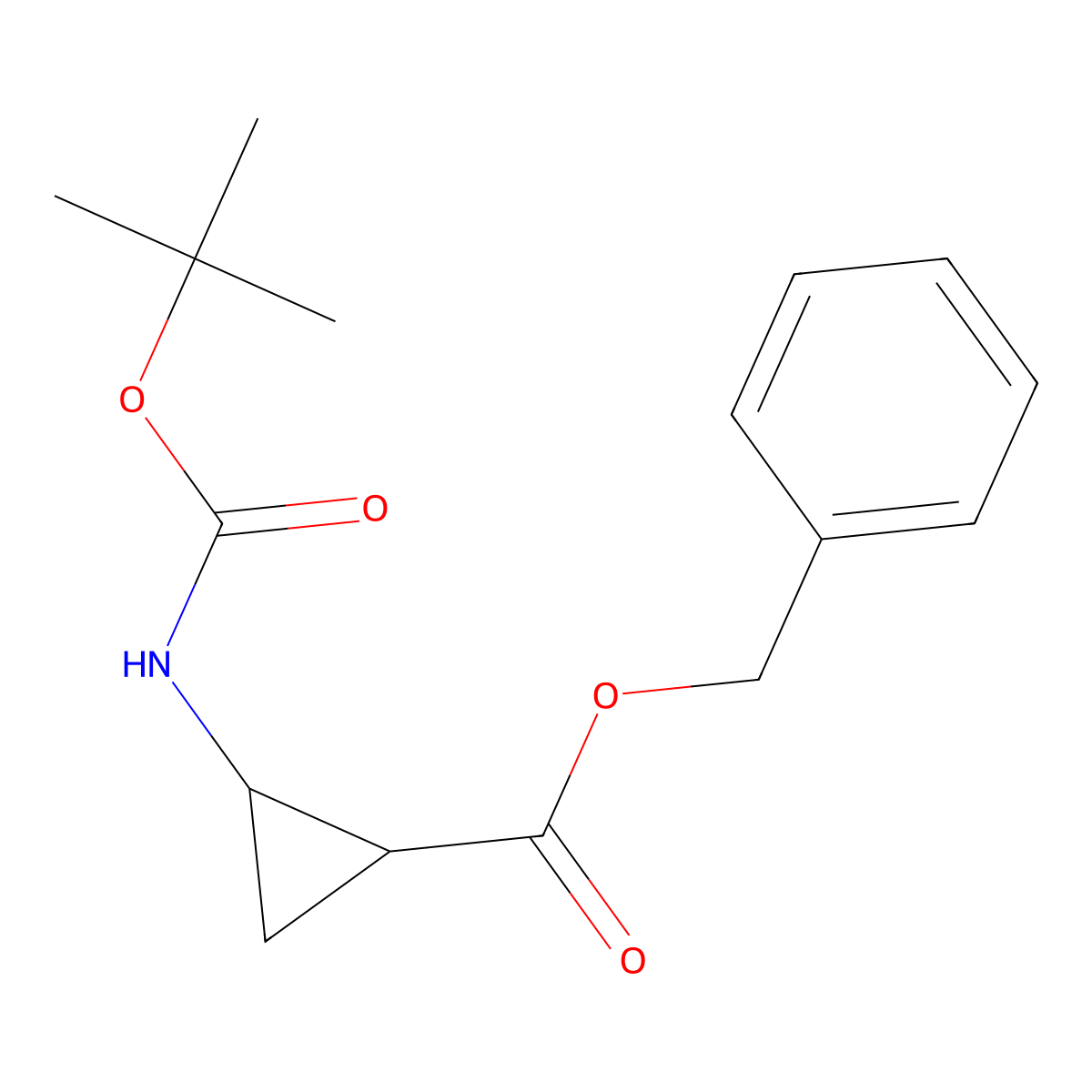 Benzyl 2-((tert-butoxycarbonyl)amino)cyclopropane-1-carboxylate molecular structure, CAS 2385838-91-3