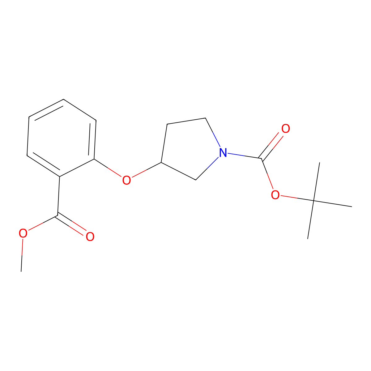 Tert-butyl 3-[2-(methoxycarbonyl)phenoxy]pyrrolidine-1-carboxylate molecular structure, CAS 2385840-53-7