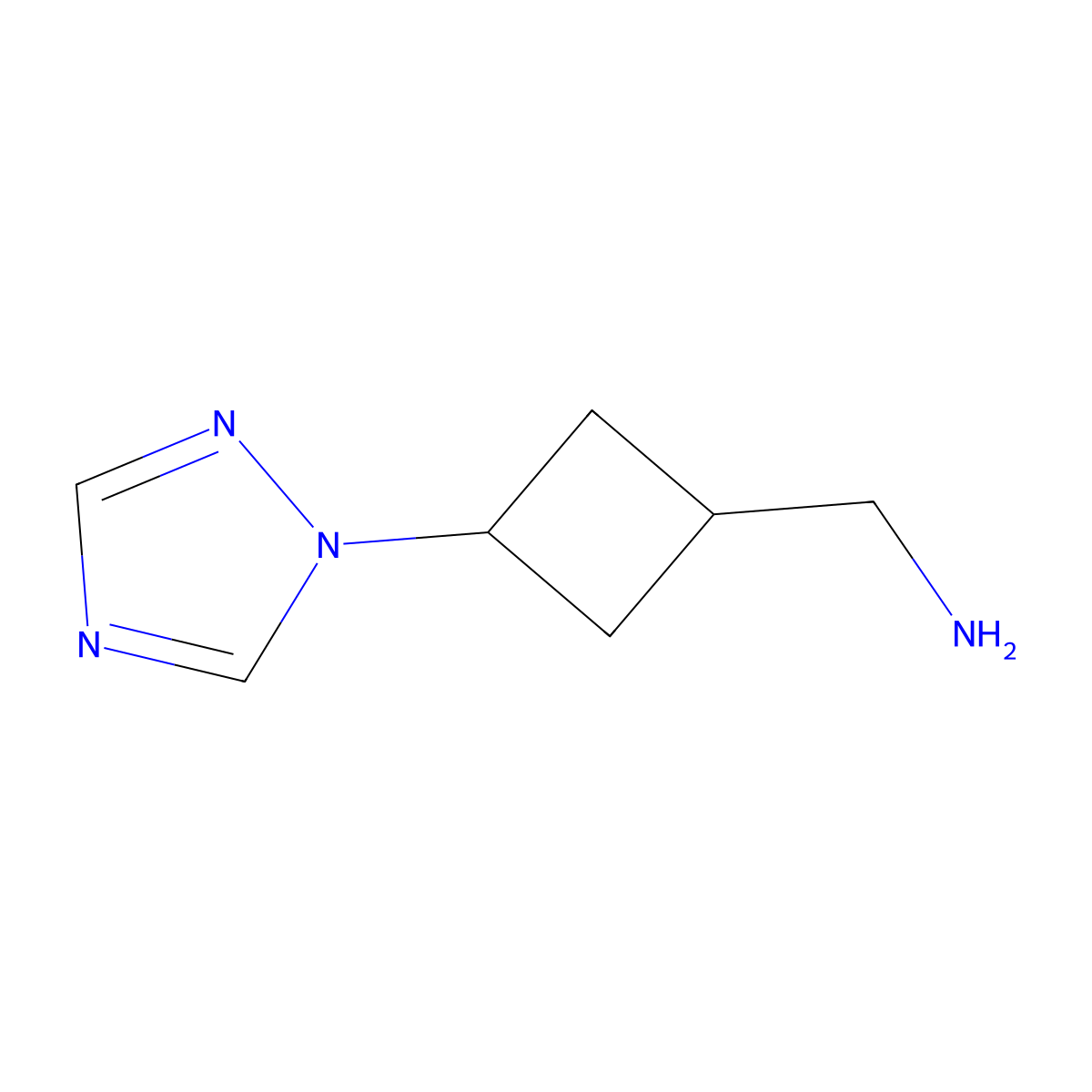 1-[3-(1H-1,2,4-triazol-1-yl)cyclobutyl]methanamine molecular structure, CAS 2385842-60-2