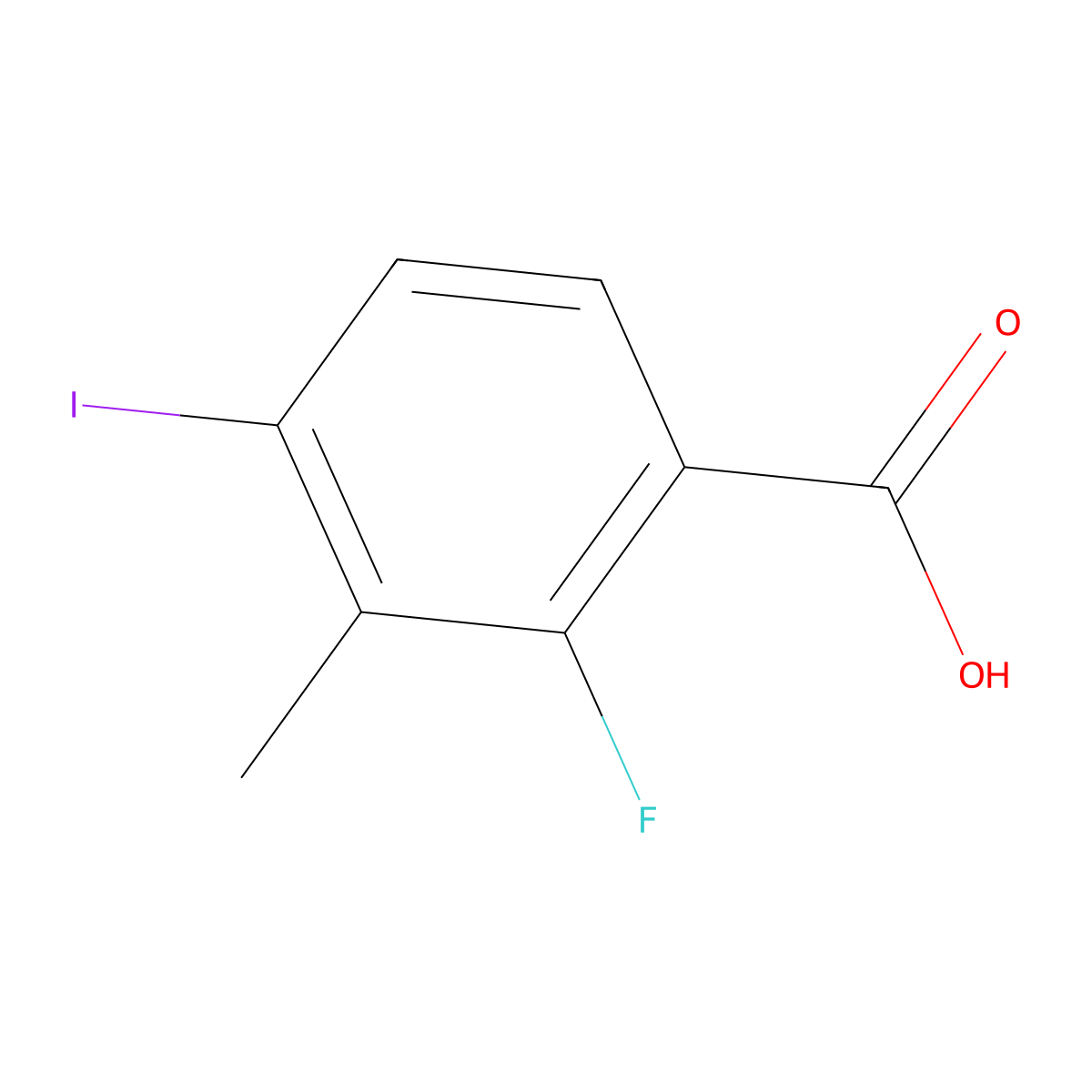 2-Fluoro-4-iodo-3-methylbenzoic acid molecular structure, CAS 2385854-43-1