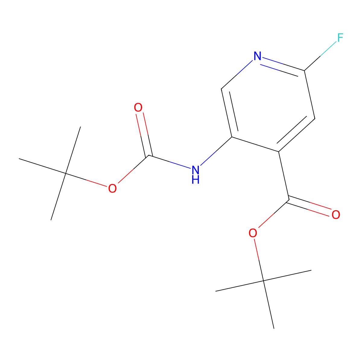 tert-Butyl 5-((tert-butoxycarbonyl)amino)-2-fluoroisonicotinate molecular structure, CAS 2385855-28-5