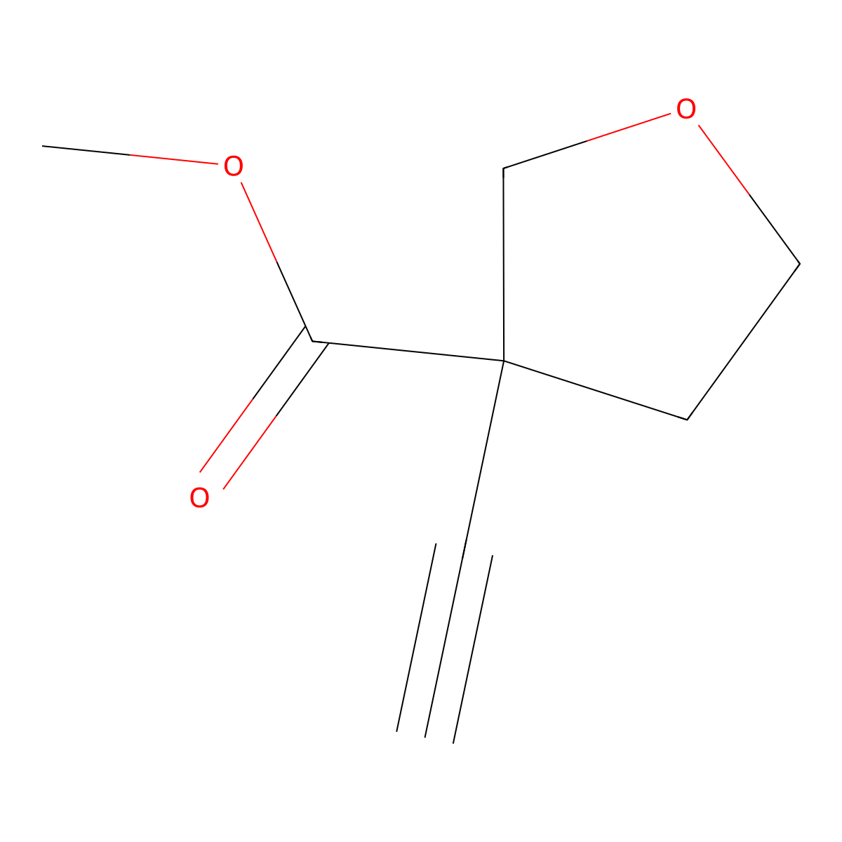 Methyl 3-ethynyloxolane-3-carboxylate molecular structure, CAS 2385855-85-4