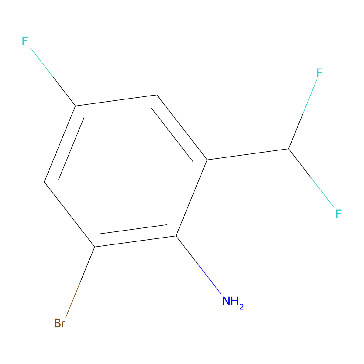 2-Bromo-6-(difluoromethyl)-4-fluoroaniline molecular structure, CAS 2385858-30-8