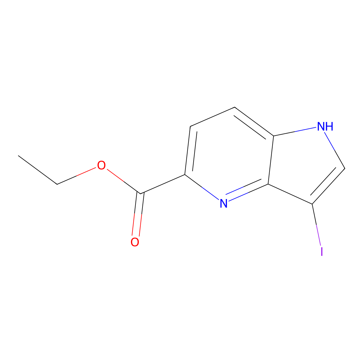 Ethyl 3-iodo-1H-pyrrolo[3,2-b]pyridine-5-carboxylate molecular structure, CAS 2385871-97-4