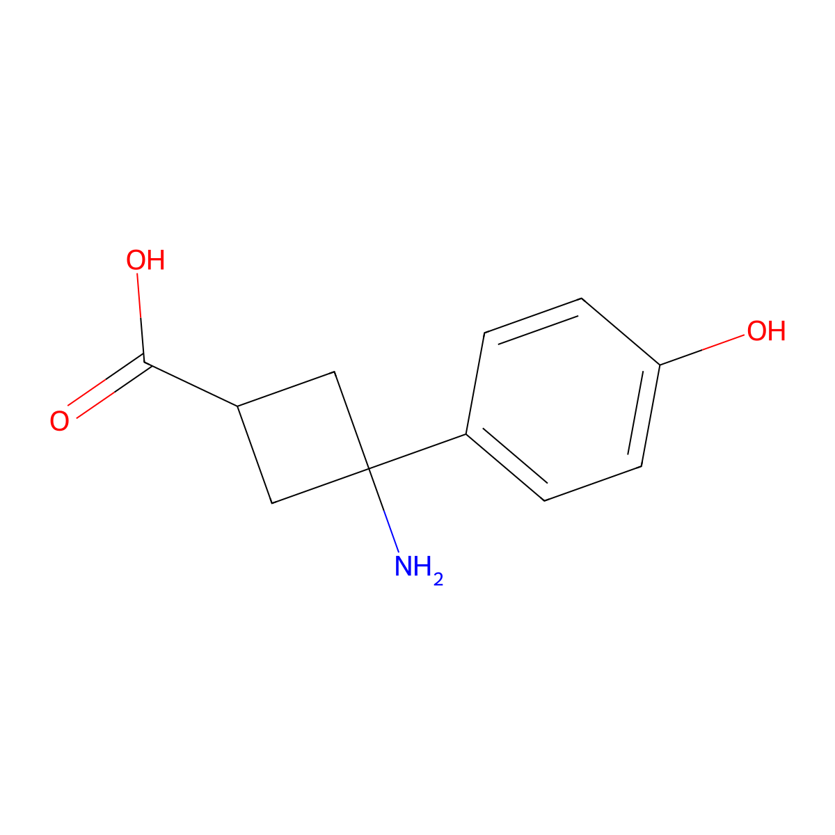 3-Amino-3-(4-hydroxyphenyl)cyclobutane-1-carboxylic acid molecular structure, CAS 2385877-65-4