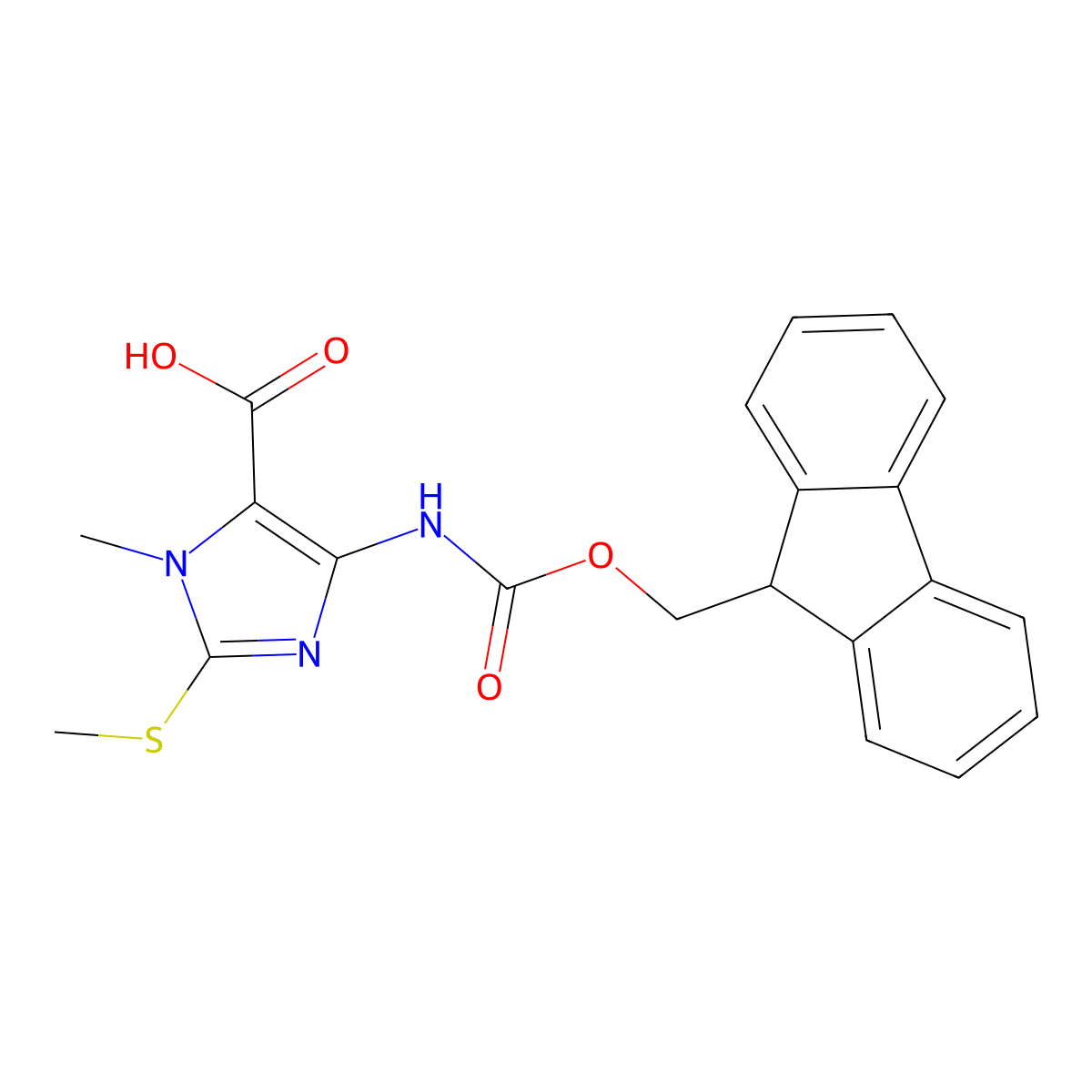 4-({[(9H-fluoren-9-yl)methoxy]carbonyl}amino)-1-methyl-2-(methylsulfanyl)-1H-imidazole-5-carboxylic acid molecular structure, CAS 2385879-72-9