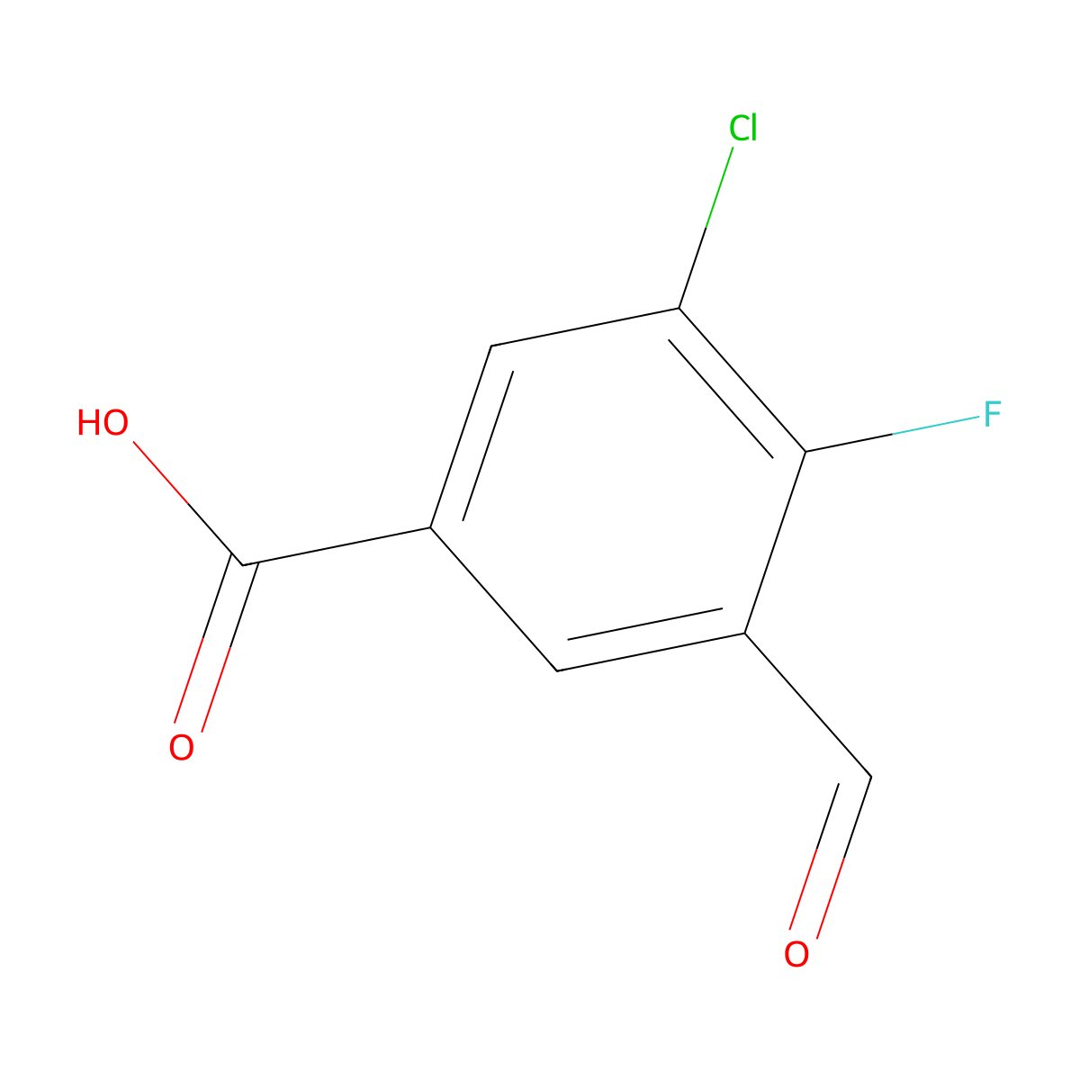 3-Chloro-4-fluoro-5-formylbenzoic acid molecular structure, CAS 2385884-08-0