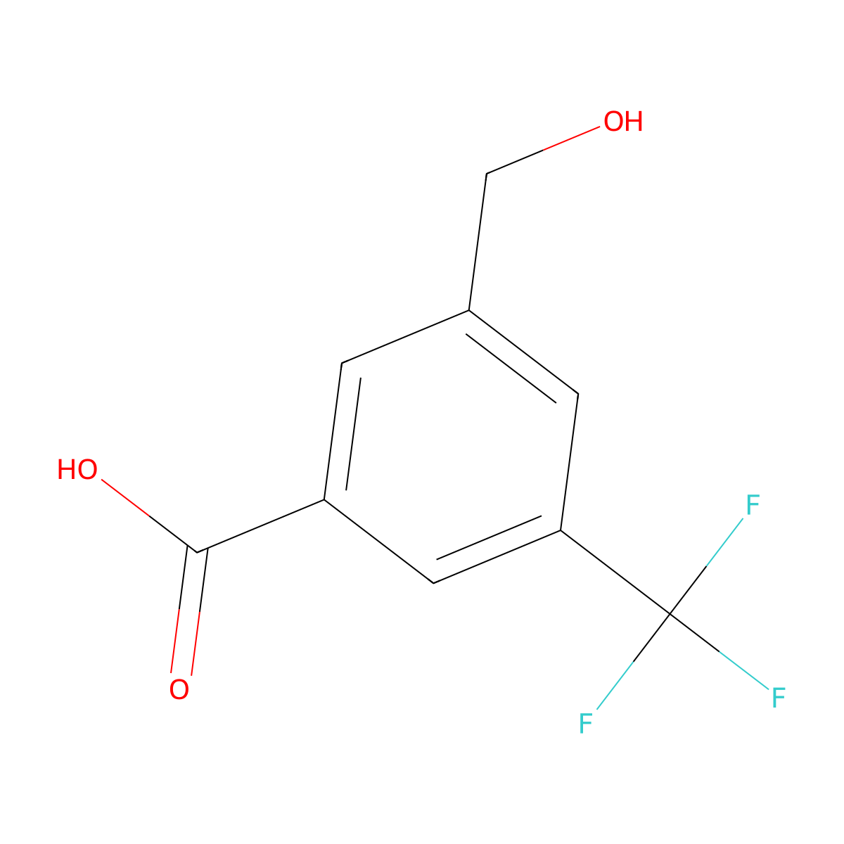 3-(Hydroxymethyl)-5-(trifluoromethyl)benzoic acid molecular structure, CAS 2385884-09-1