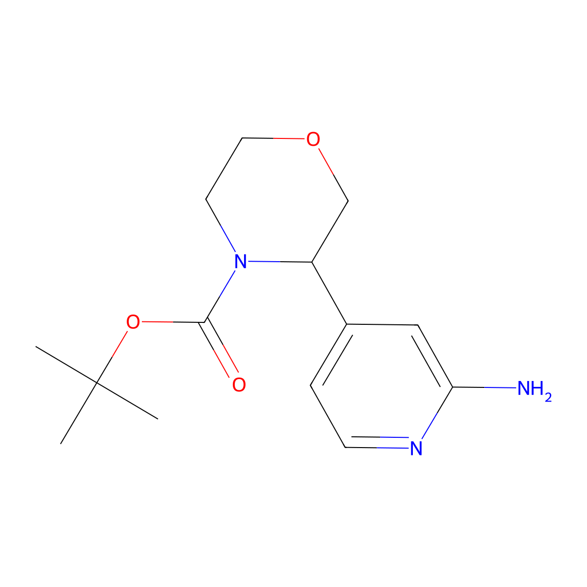 Tert-butyl 3-(2-aminopyridin-4-yl)morpholine-4-carboxylate molecular structure, CAS 2385885-39-0