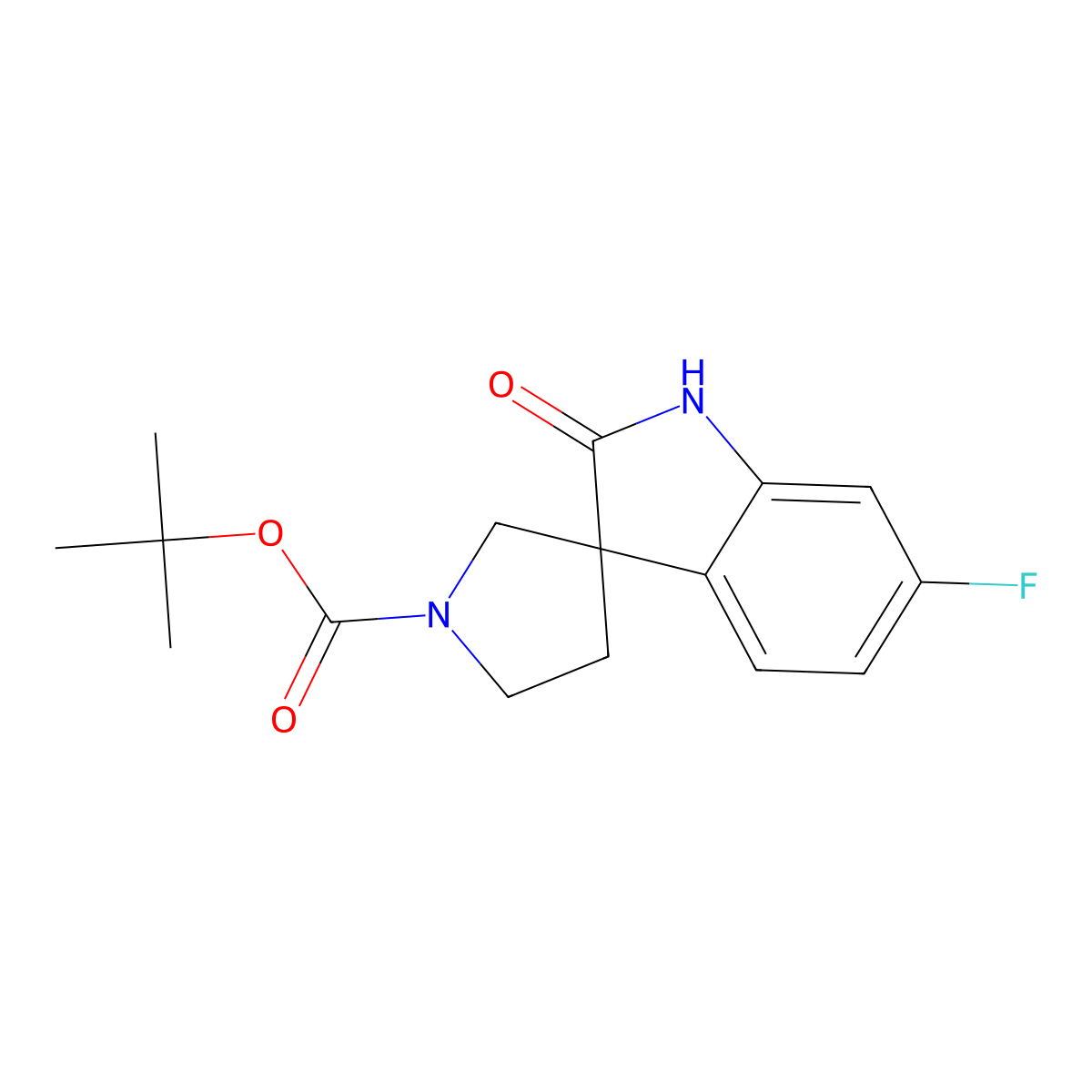 tert-Butyl 6-fluoro-2-oxospiro[indoline-3,3'-pyrrolidine]-1'-carboxylate molecular structure, CAS 2385889-31-4