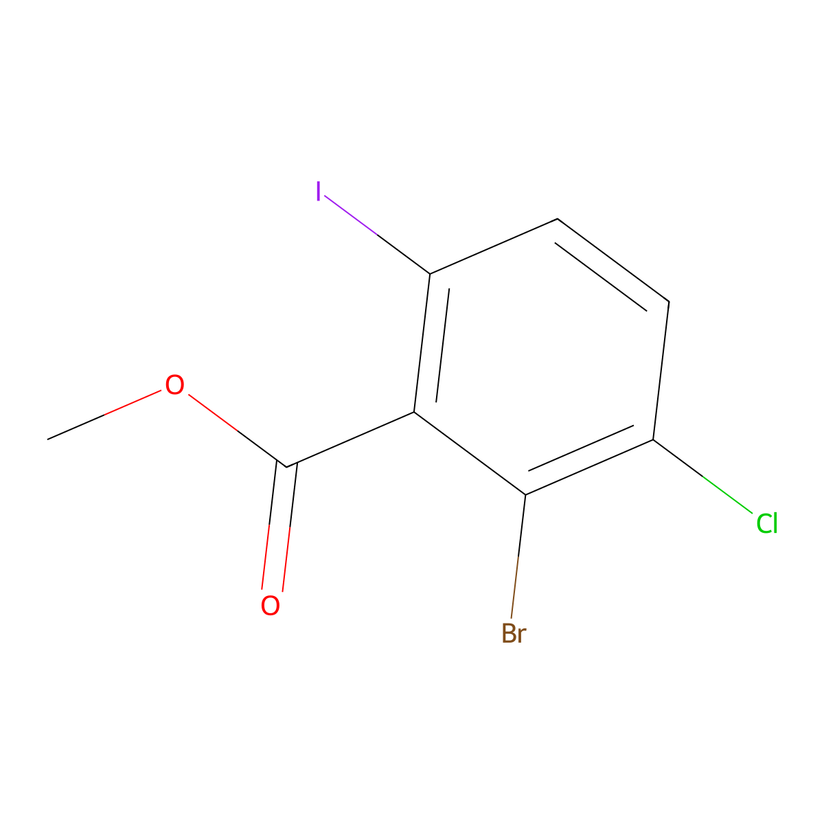 Methyl 2-bromo-3-chloro-6-iodobenzoate molecular structure, CAS 2385896-78-4